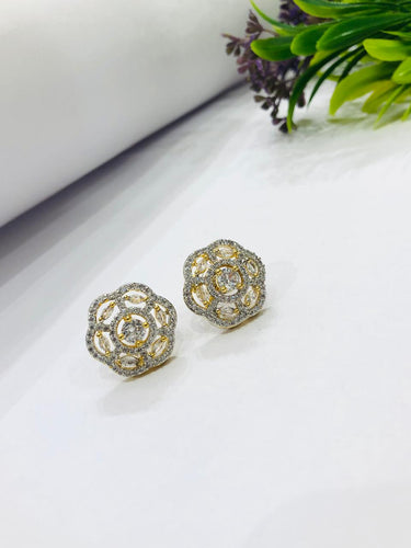Stone Golden Flower Earrings